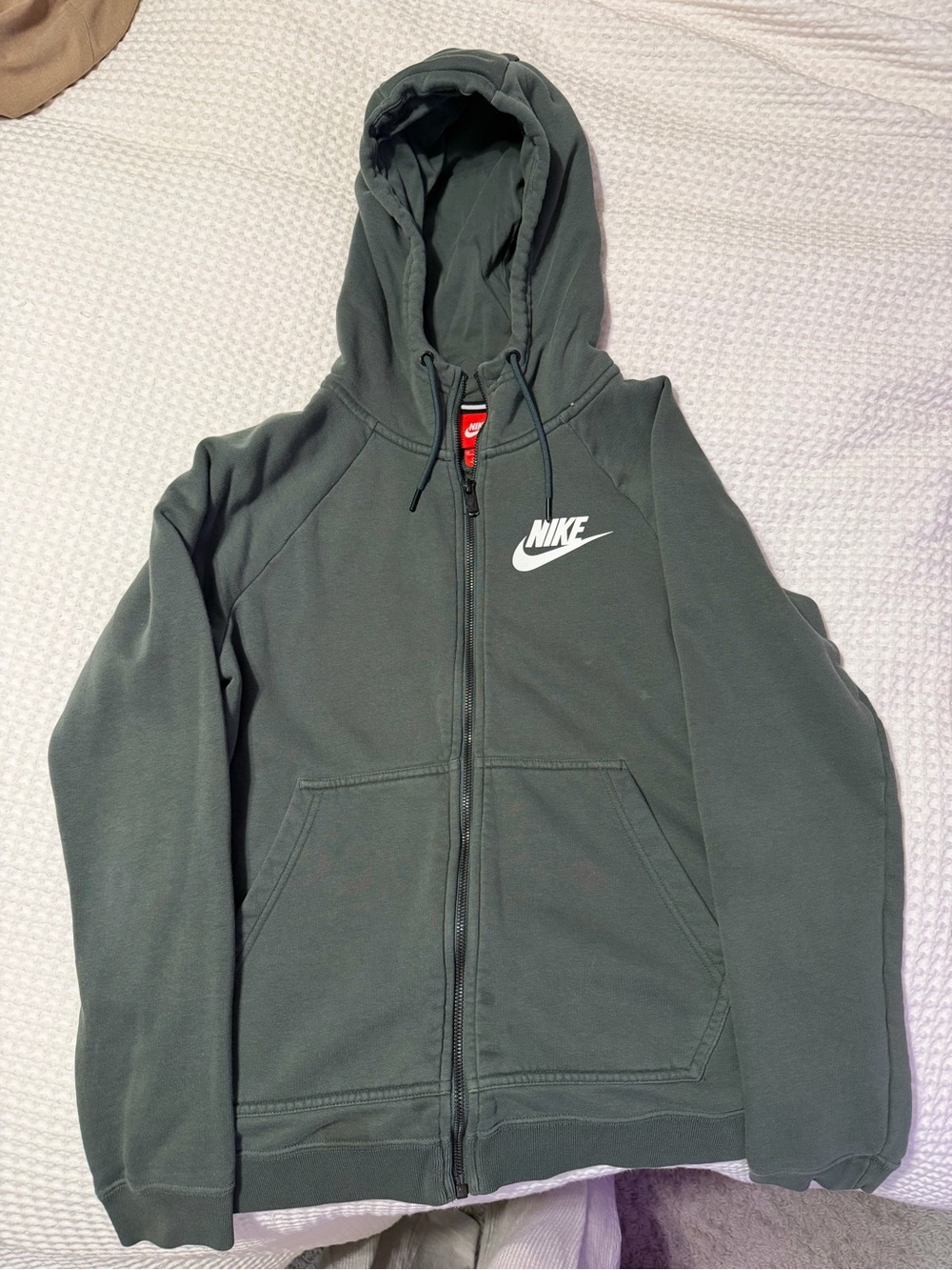 Nike Dark Green Hoodie with White Trim and Red Tag